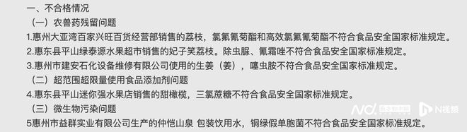 注意！惠州仲恺山泉包装饮用水等5批次食品检测不合格