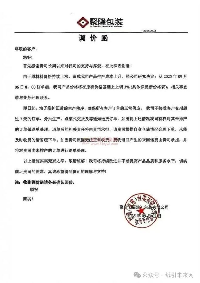 山鹰纸业六大基地停机福建多家包装企业调价(图2)